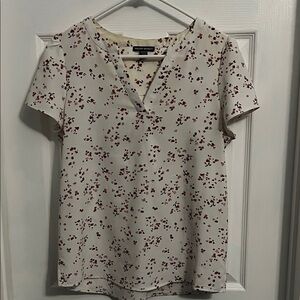 Hilary Radley Cream and Red Floral Blouse